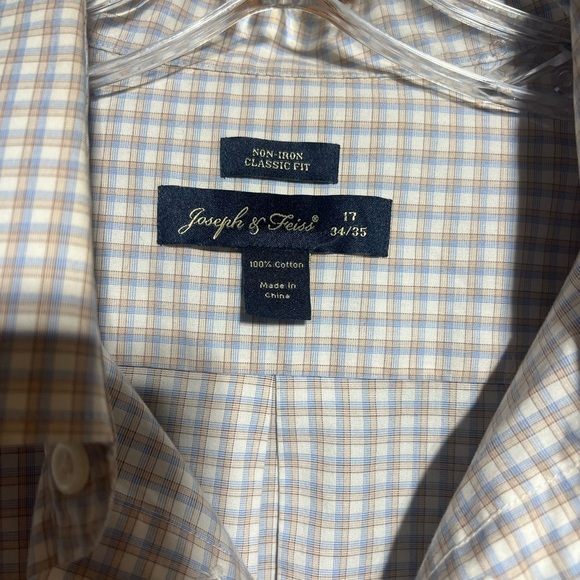 Joseph & Feiss Non Iron Plaid & Checks Long Sleeve Dress Shirt Size 17 34/35 - Picture 5 of 6